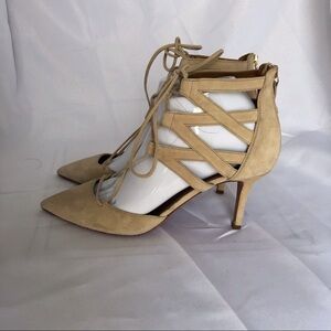 Aquazzura Beige Suede Belgravia Sandals High Heel Size 7.5